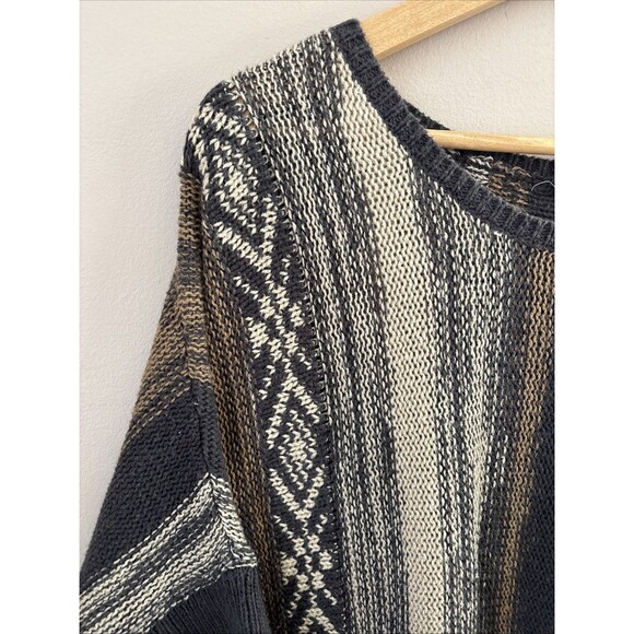 Wild Pearl Women’s M/L Brown Striped Poncho Sweater Sleeves Cozy Fall - Picture 2 of 6